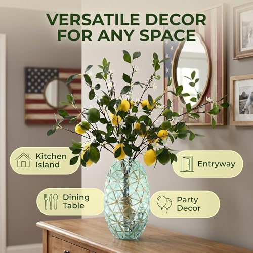 5pcs Artificial Lemon Large Fruit.37 Inch Lifelike artificial plants indoor.lemon tree artificial.artificial fruits for decoration.outdoor artificial plants Used For Homes Festivals.Flowers - size: 37.1inch