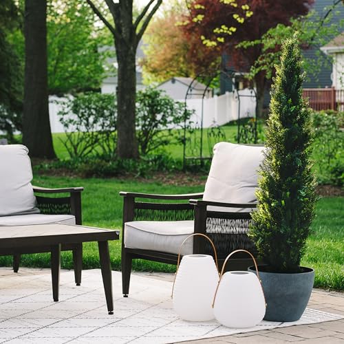 Set of 2 Pre-Potted 5 Feet Faux Cedar Tree, Lifelike UV Protected Front Door Decor, Porch, Garden, Entryway Topiary, Indoor/Outdoor Use - Ready to Display - size: 5ft