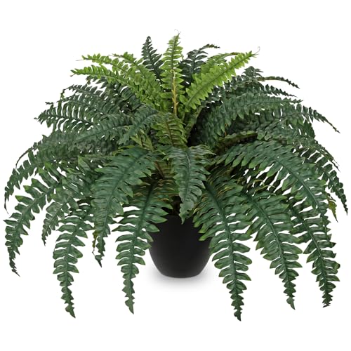 Hollyone Artificial Large Fern Boston Potted Plant for Outdoors & Indoor 25.5inch Faux Fake Fern Bush Plant in Pot for Patio Garden Farmhouse Windowsill Entrance Porch Office Living Room Home Decor - size: Extral Large