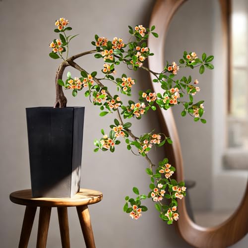 3ft Artificial Bonsai Tree Large Fake Bonsai Tree with Pot Artificial Cherry Blossom Tree Indoor Sakura Faux Bonsai for Entryway Living Room Home Office Japanese Decor (Yellow) - color: Yellow