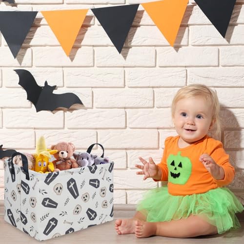 Halloween goth thriller basket,Empty Halloween basket,Gothic home decor,Trick or Treat Basket for Boys and Girls,Waterproof collapsible storage box(Gothic) - color: Gothic