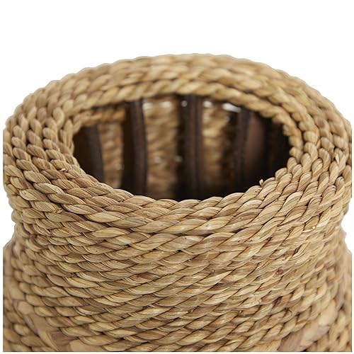 Deco 79 Seagrass Handmade Decorative Vase Slim Woven Tall Centerpiece Vase, Vase for Home Decoration 9" x 9" x 32", Brown