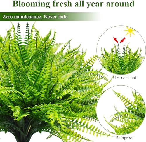 UV Resistant Lifelike Artificial Boston Fern - 2024 New Faux Boston Ferns Outdoor Planter Large, Realistic Fake Feen Hanging Silk Fern Stems Indoor Basket Plant Urn Fillers Front Porch (2, Red) - color: Red