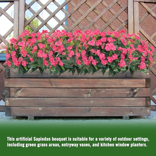 Fake Flowers Artificial Flowers for Outdoor,Silk Artificial Impatiens Bouquet Flowers for Outdoors，Spring Flowers Flores Artificiales para Decoracion Indoor Decor 15.7" (Rose Red) 8PCS - color: Rose Red-8