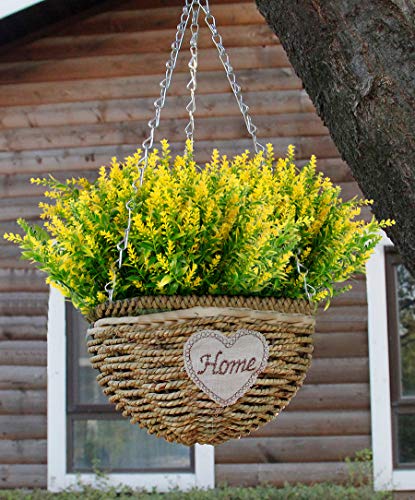 RECUTMS 8 Bundles Artificial Lavender Flowers for Outdoor Decoration, UV Resistant Fake Shrubs Greenery Bushes House Office Garden Patio Indoor Outdoor Decor (Yellow) - color: Yellow, size: 8 Bundles