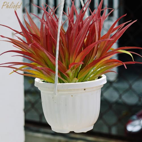 6Pcs Artificial Grass Fake Plants 17.3in Outdoor Plants UV Resistant Greenery Stems Fake Grass for Home Window Garden Office Patio Pathway Front Porch Christmas Décor Light Green & Red - color: Light Red &Green, size: 6 Pcs