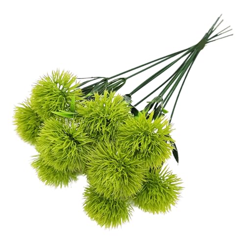 pson 10Pcs 11 Inch Artificial Dandelion Flowers, Faux Plastic Bouquets Shrubs for Home, Wedding, Garden, Party, Indoor/Outdoor Decoration(Green) - color: Green