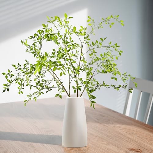 Ttranewsoo Artificial Greenery Stems, 43.3" Nandina Branches Tall Faux Plant Stems for Vase, Greenery Decor Stems Leaves Bunches for Shop Garden Office Home Décor(Green,2Pcs) - color: Green 2pcs