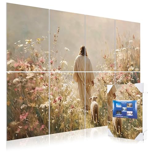 Mollywell Art Acoustic Panels, 48x32 in, Walking with the Shepherd | Self-Adhesive, Reduces Echo, Sound Absorbing, Modern Art Wall Decor, Living Room, Studio, Bedroom, Office - color: Walking with the Shepherd, size: 8 Pack Art
