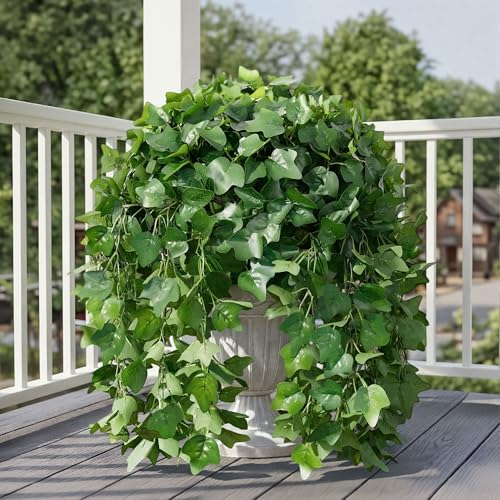 Faux Outdoor Plants Fake Hanging Plants for Outdoors Outside Decorations, 2 Pcs Green Fake Ivy Vines Realistic UV Resistant Artificial Greenery for Planters Porch Garden Yard Front Door Patio Indoor - color: Ivy Vine-green