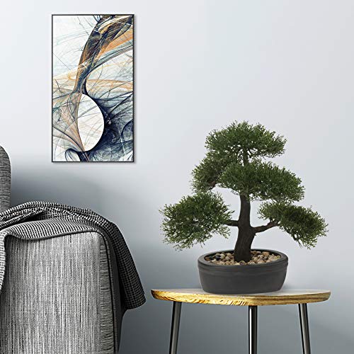 Artificial Bonsai Tree Juniper Faux Plants Indoor Small Fake Plants Decor with Black Plastic Pots for Home Table Office Desk Bathroom Shelf Bedroom Living Room Farmhouse Decorations - style: Large-Ficus