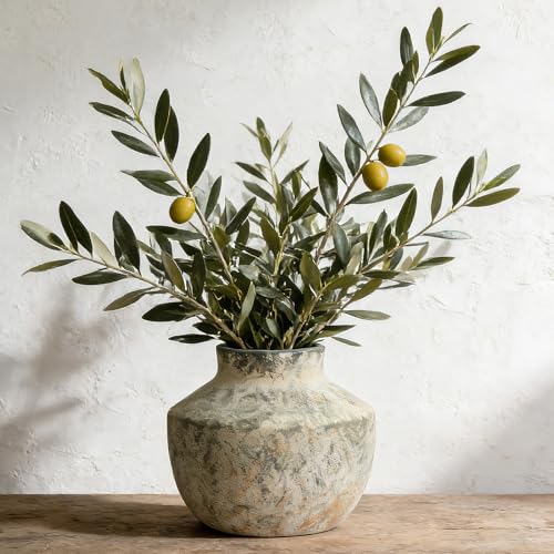Ceramic Vase, 5.5 Inch Pottery Farmhouse Rustic Vase, Handcrafted Weathered Vases, Small Flower Vase for Home Decor, Living Room, Table, Shelf, Mantel, Neutral - color: 5.5"h-neutral