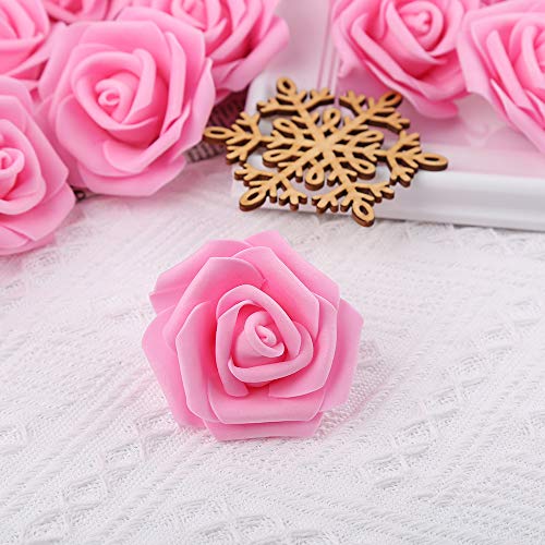 Artificial Rose Flower Heads, 100pcs Pink Foam Roses Bulk Artificial Flower for DIY Wedding Bouquets Centerpieces Arrangements Party Baby Shower Home Decor (Stemless, Pink) - color: Pink, size: 100PCS