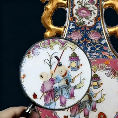 Jingdezhen Enamel Ceramic Vase for Home Decor, Chinoiserie Porcelain Handmade Ceramic Vase, Antique Luxury Accent Centerpiece for Living Room, Wedding Gift, Floral Arrangement (Pastel) - color: Purple