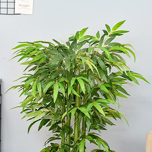 HOMCOM 4.5FT Artificial Bamboo Tree, Decorative Faux Plant in Nursery Pot for Indoor or Decor