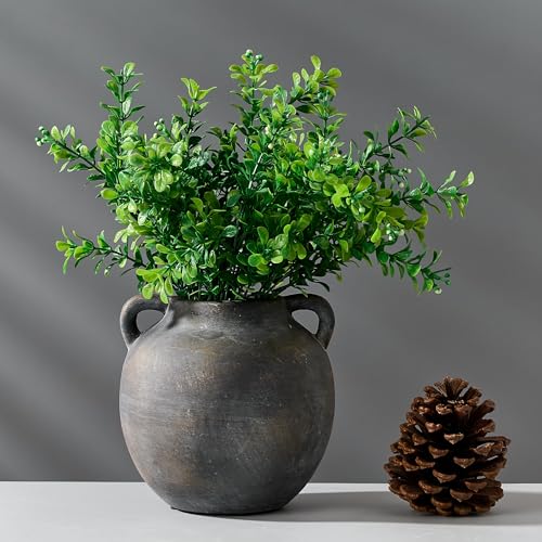 PORCER Ceramic Rustic Vase for Home Decor, 5.8 Inch Terracotta with Handles, Vintage Decorative for Flowers, Plants, Living Room, Table, Thanksgiving - Black Bronze - color: Black Bronze-5.8''