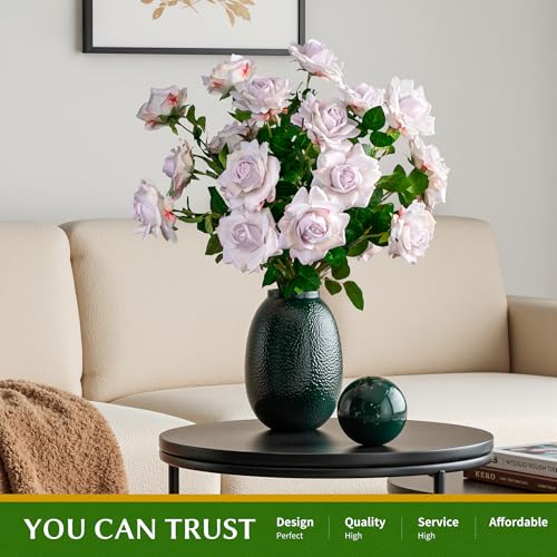Artificial Flowers Spring Artificial Roses 23.2In Fake Roses Long Stem Artificial Flowers for Tall Vase Suitable for Wedding Party Decor Valentine's Day DIY Bouquet 20PCS White Purple Heart - color: White Purple