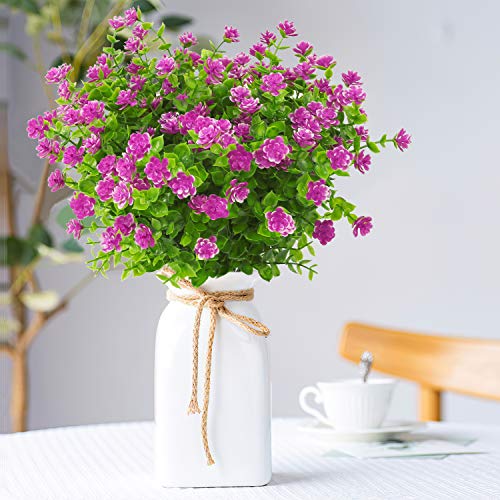 Artificial Flowers Outdoor,UV Resistant Fake Flowers 20 Bundles Faux Outdoor Plants Plastic Flowers Greenery Bushes for Indoor Outside Home Porch Decoration (Orchid) - color: Orchid, size: 20 Bundles