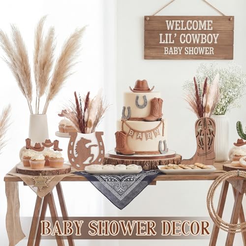 LemonRoad 6 Pcs Wooden Cowboy Boot Horseshoe Vases for Wedding Small Cowboy Boot Flower Vase for Flower Faux Greenery Rustic Western Decor for Table Centerpiece Weddings Party - color: Brown, size: Boot,Horseshoe