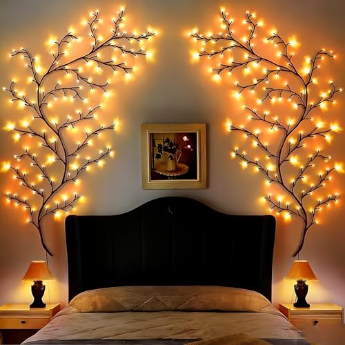Bare Lamp LED Tree Branch Lights for Wall, Enchanted Willow Vine Lights for Bedroom, 72 Flower String Lights Decor and USB Powered,8 Lighting Modes for Indoor Window Wedding Decor (63in) - size: 63in, style: Bare lamp