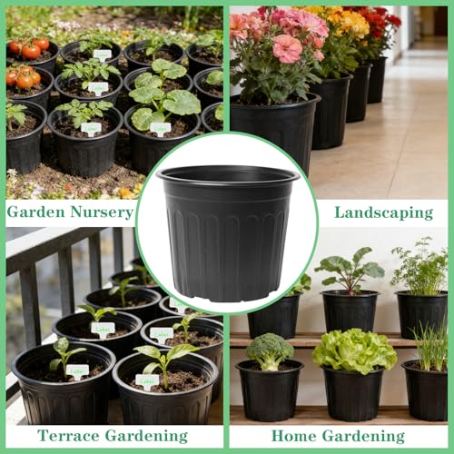 50-Pack 2.5 Gallon Flexible Plastic Plant Pots,Thickened Soft Seed Starting Container for Indoor Outdoor Plants, Seedlings, Vegetables, Succulents and Cuttings - size: 2.5 Gallon