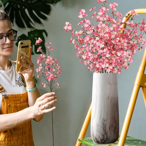 Dremisland 4Pack Artificial Cherry Blossom Flowers 39.3in Faux Cherry Blossom Branches Silk Flowers in Vase Pink Peach Faux Flowers Spring Decor Wedding Party Home Table Vase Decor