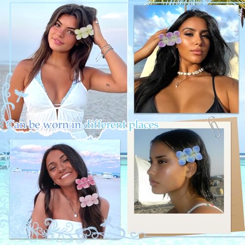 8 PCS Bohemian Flower Hairpin Artificial Hair Clip -Flower Hair Clips Hawaiian Tropical Orchid Hair Clips for Seaside Holiday Bridal Hair Accessories Bobby Pins Headwear for Woman Girl Lady