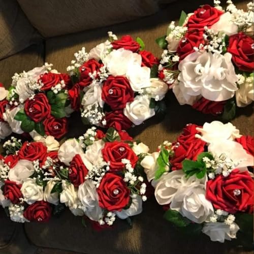 Higfra Artificial Flowers 50 Stems Realistic Roses - Lifelike Fake Flowers for Wedding Bouquets, Baby Shower Decor, Home Centerpieces, DIY Floral Arrangements (Burgundy, 50pcs) - color: Burgundy, size: 50Pcs
