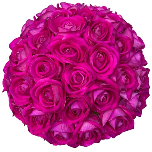FagusHome 30 Pcs Silk Rose Artificial Flowers Roses Bulk Bouquet Fake Flowers Rose Heads with Stems for Home Wedding Decor (Purple) - color: Purple