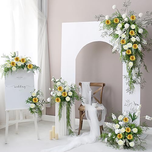 10 Pcs Gold Rose Artificial Flower, Faux Silk Flowers With Long Stems, Fake Roses Bulk Bouquet for Decoration Valentine's Day Centerpieces Proposal Bridal Bouquets Shower Party Home Floral Decor - color: Gold
