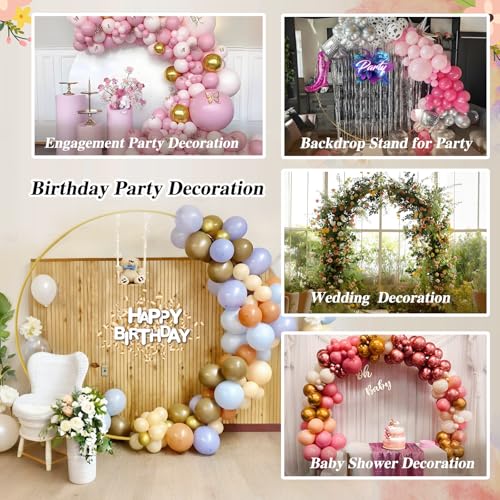 Balloon Arch Stand Metal Round Backdrop Stand Circle Balloon Arch Frame Wedding Arches 6.5FT for Ceremony Birthday Party Baby Shower Decoration - size: 6.5FT