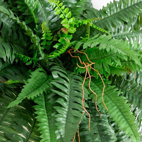 Nearly Natural 40in Boston Fern Artificial Plant, Large Hanging Fake Plant with 56 Long Realistic Fronds, Maintenance-Free Faux Fern for Office and Home Décor (Set of 2) - size: 40" - Set of 2