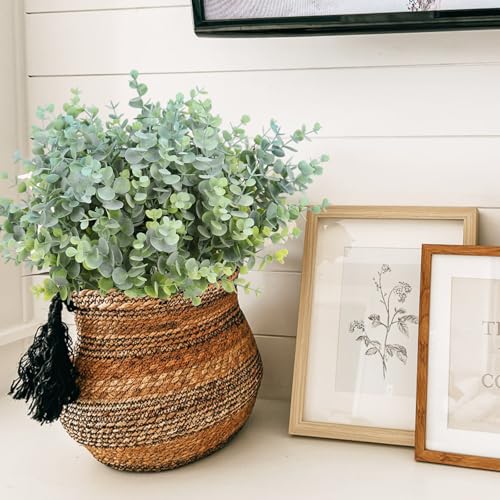 RECUTMS 20Pcs 13Inch Artificial Eucalyptus Plant Faux Boxwood Shrubs Stems Fake Bush Leave Greenery for Wedding Bridal Bouquet Summer Farmhouse Vase Planter Window Box Indoor Outdoor Decor(Dusty Blue) - color: Dusty Blue, size: 20 Pcs