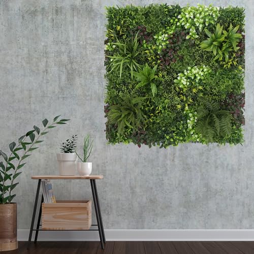 ULAND Artificial Plant Wall Panels, 1pc 40"x40" Greenery Grass Wall Backdrop Decoration, Faux Ivy Leaves Outdoor Privacy Fence Covering (B083) - color: B083