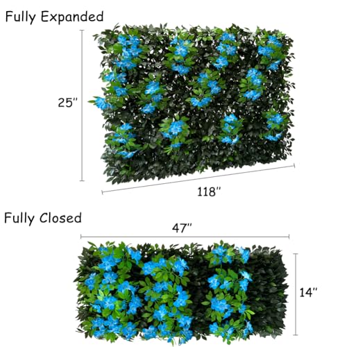 Sumery Expandable Fence Privacy Screen for Balcony Patio Outdoor,Decorative Faux Ivy Fencing Panel,Artificial Hedges (Single Sided Leaves) (1, Branches -Blue Fowers) - color: Branches -Blue Fowers