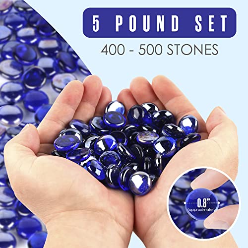 Houseables Glass Beads for Vases, Marbles for Vases, Glass Marbles, Filler, Blue Beads, Flat, Blue Gems, Crafts, Pebbles, Stones, Decorative Rocks, Plants, Florist, Floral, Fishbowl, 5 LBS, 400-500 PC - color: Blue, size: 5LBS