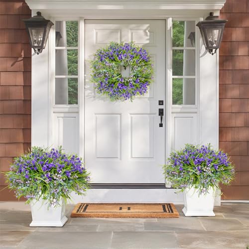 36 Pcs Artificial Flowers for Outdoor, UV Resistant Outdoor Fake Plants Faux Plastic Flowers Shrubs for Outside Garden Patio Porch Window Box Spring Summer Decor (Mixed Purple) - color: Purple