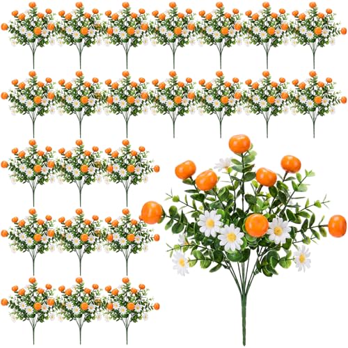 Tigeen 24 Pack Orange for Decoration Fake Orange Branches Artificial Vivid Faux Tables Centerpiece for Kitchen Stem Fruits for Home Spring Summer Decor - style: Orange
