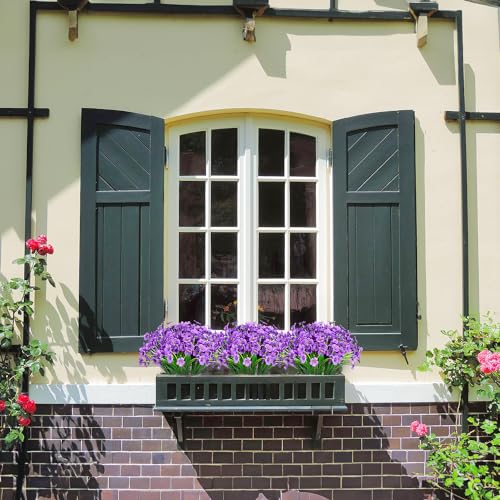 21 Bundles Outdoor Artificial Flowers UV Resistant Fake Silk Flowers No Fade Faux Plastic Plants Garden Porch Window Box Decoration(Purple) - color: Purple