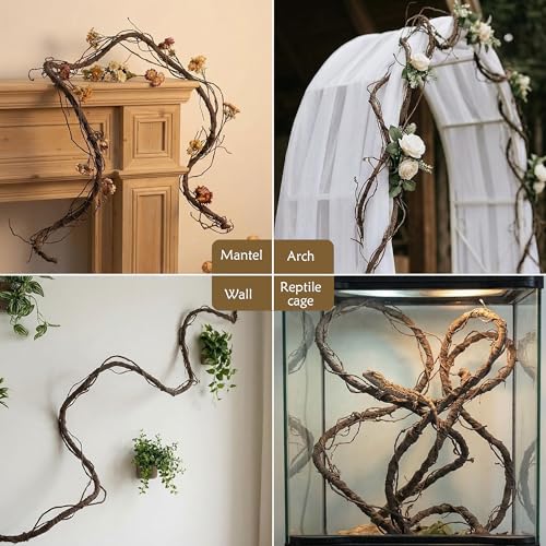 118" Flexible Medium Artificial Fake Reptile Climb Plants Tree Branches Twigs Cherry Blossom Cane Wall Hanging Wreath Fall Tree Trunk Stem GrapeVines Garland Garden Halloween Jungle Mantel Decoration - size: Medium
