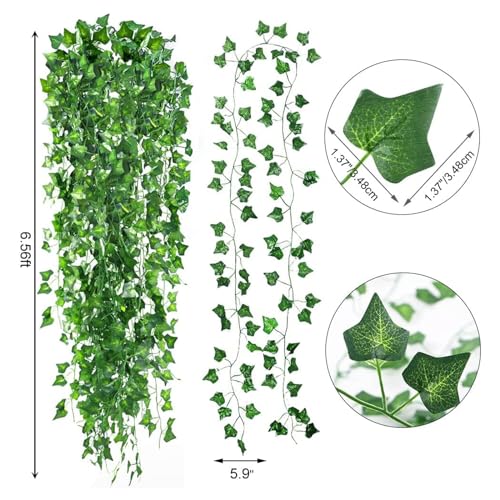 CEWOR 14pcs 98 Feet Fake Vines for Room Decor Artificial Vines Ivy Leaves Hanging Greenery Garlands for Home Bedroom Wall Wedding - size: 14pcs of vines