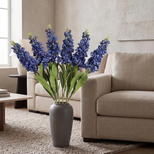 IPOPU Snapdragon Artificial Flowers 6PCS 31.50" Delphinium Fake Flowers Violet Blue Long Stem Silk Flowers Antirrhinum Majus Faux Flowers for Home Garden Wedding Decor Floral Arrangement (Violet Blue) - color: Violet Blue