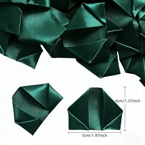 100 Pcs Premade Satin Ribbon Rose Petals Half-Finished Crafting DIY Eternal Flowers Bouquets in Olive Green - color: 100 Pcs Olive Green