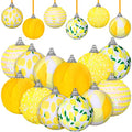 Liliful 12 Pcs Summer Tree Ornaments Lemon Hanging Ornaments Shiny Sequin Fruit Decoration Yellow Ball Pendant Party Favor for Spring Summer Holiday Pendant Baubles Door Wreath Garland 1.97''