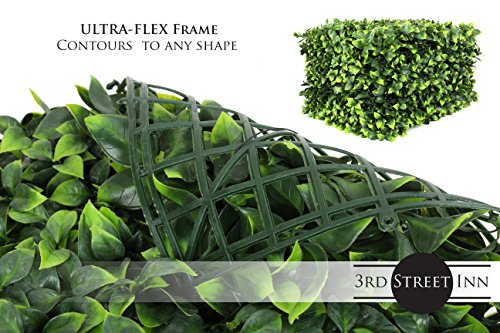 3rd Street Inn Artificial Hedge - Outdoor Artificial Plant - Great Boxwood and Ivy Substitute - Sound Diffuser Privacy Fence Hedge - Topiary Gardenia Greenery Panels (12, Gardenia) - color: Gardenia