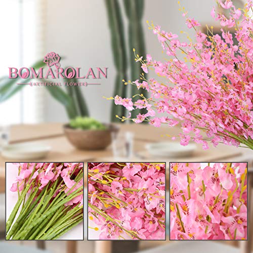 BOMAROLAN Artificial Dancing Lady Orchid Silk Faux Flowers Fake Butterfly Orchids 10 Pcs Real Touch for Wedding Home Office Party Hotel Decoration Restaurant Patio Festive Furnishing (Pink) - color: Pink