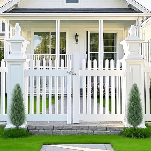 3FT Artificial Cedar Topiary Trees with Ground Spike, Outdoors Fake Cypress Shrubs Trees Set of 2 Faux Boxwood Topiaries Bushes Evergreen Plants for Home Front Porch Decor (36 Inch) - size: 35 inch
