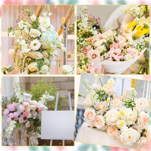 10 pcs Artificial Delphinium Flowers with Clematis Greenery, White Fake Larkspur Flowers & Clematis Leaves for Tall Vase, Wedding Arch Bouquet Floral Arrangement Home Party Table Centerpiece - color: White+green, size: 33.86 inch