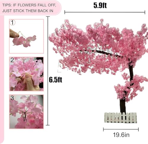 Cherry Blossom Tree Wishing Tree Handmade Shopping Wedding Party Indoor and Outdoor Decoration Artificial Cherry Blossom Tree (6.5ftX5.9ft) - size: 6.5ftX5.9ft