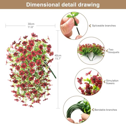 ZFProcess Artificial Hanging Flowers for Outdoors Spring Decoration, 2PCS Silk Fake Daisy Realistic Outdoor Flowers UV Resistant Porch Patio Window Yard Decor (Brown) - color: Brown